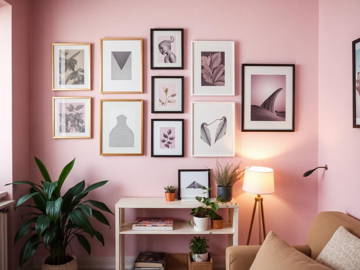 Small apartment corner with gallery wall and console table